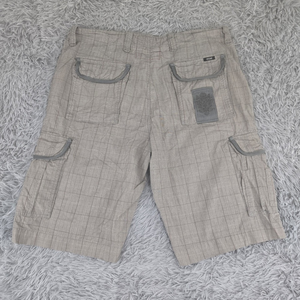 Marc‎ Ecko cut & Sew Mens 38 Gray Plaid Standard Fit Cotton Cargo Shorts - Picture 6 of 12
